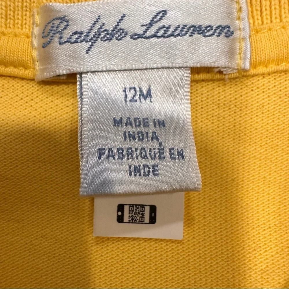 Ralph Lauren Toddler Girls 12 Months Short Sleeve Polo Dress - Yellow